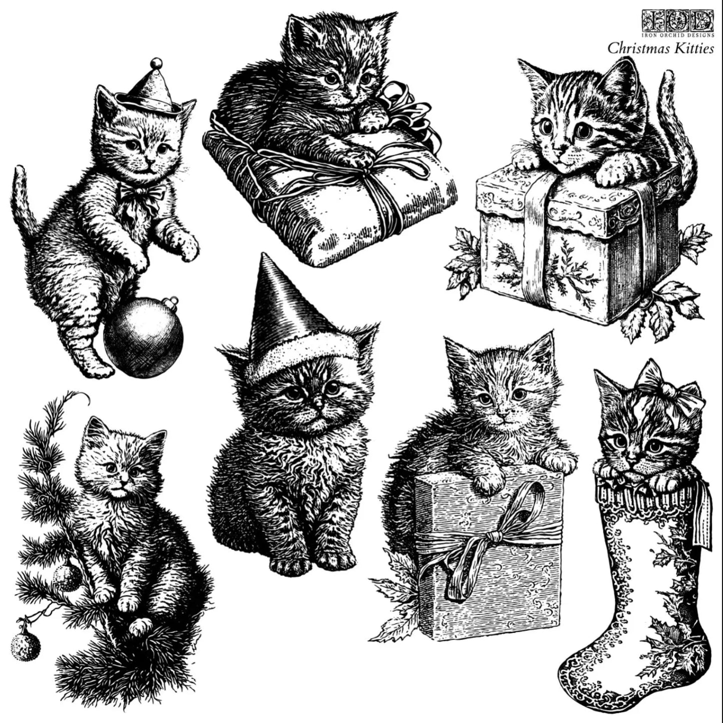 Christmas Kitties 12x12 Stamp by IOD