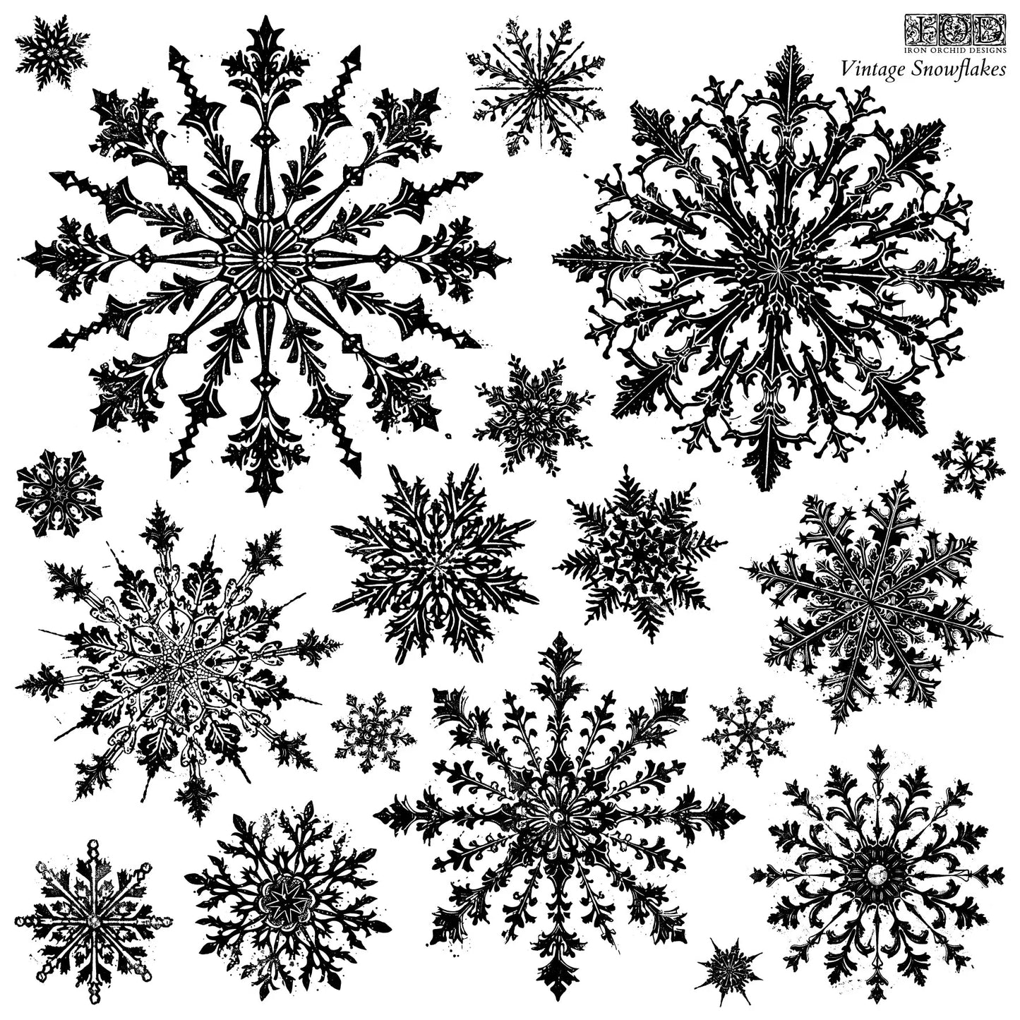 Vintage Snowflakes Stamp by IOD 12" x 12"